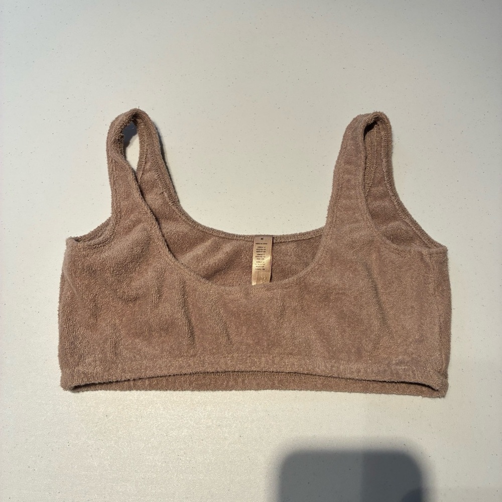 Skims M Terry Scoop Bralette in Desert Neutral Tan Size Medium - Picture 3 of 5